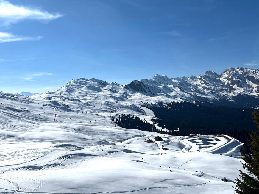 Lahnerhof: Hotel am Rosskopf bei Sterzing Schneebedeckte Berge unter blauem Himmel mit vereinzten Tannen